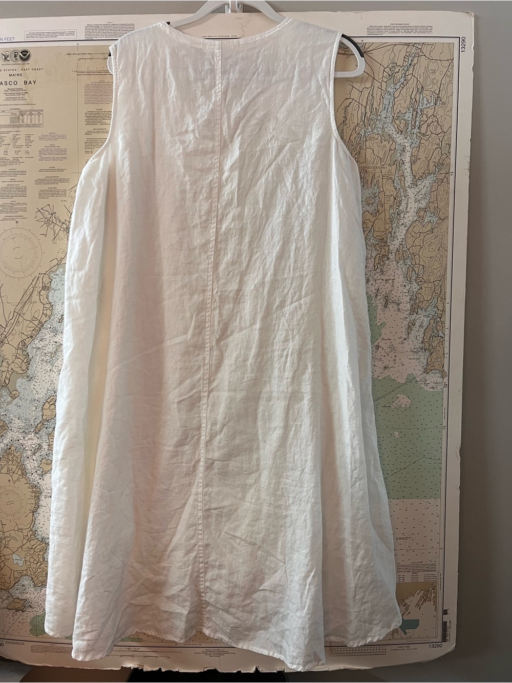 Pure Jill Elements White Linen Embroidered Sleeveless Dress XL Boho Cottagecore - Picture 8 of 12